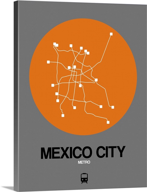 Mexico City Orange Subway Map Wall Art, Canvas Prints, Framed Prints ...