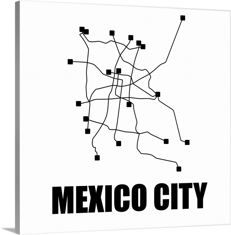 Mexico City White Subway Map