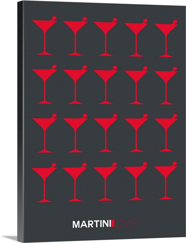 Minimalist Beverage Poster - Martini - Red III