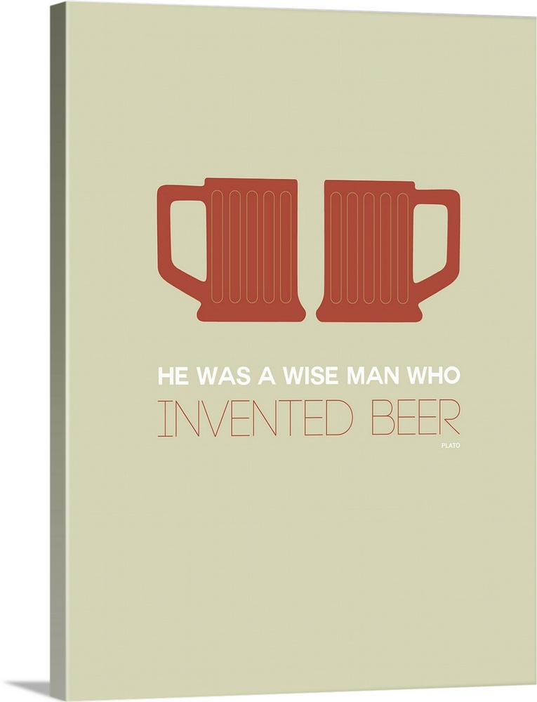 Minimalist Beverage Poster - Two Beer Mugs - Brown