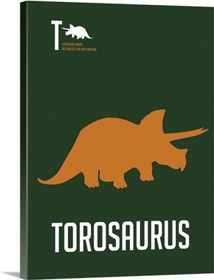 Minimalist Dinosaur Poster - Torosaurus - Orange