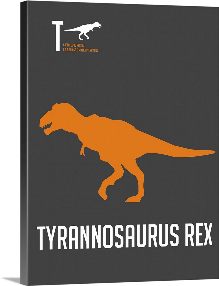 Minimalist Dinosaur Poster - Tyrannosaurus Rex - Orange
