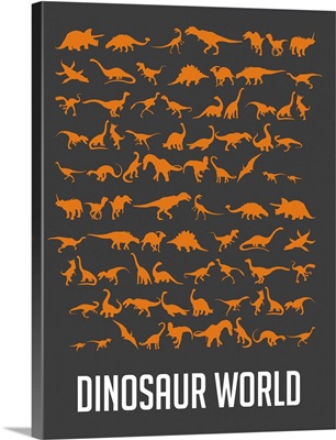 Minimalist Dinosaur World Poster - Orange