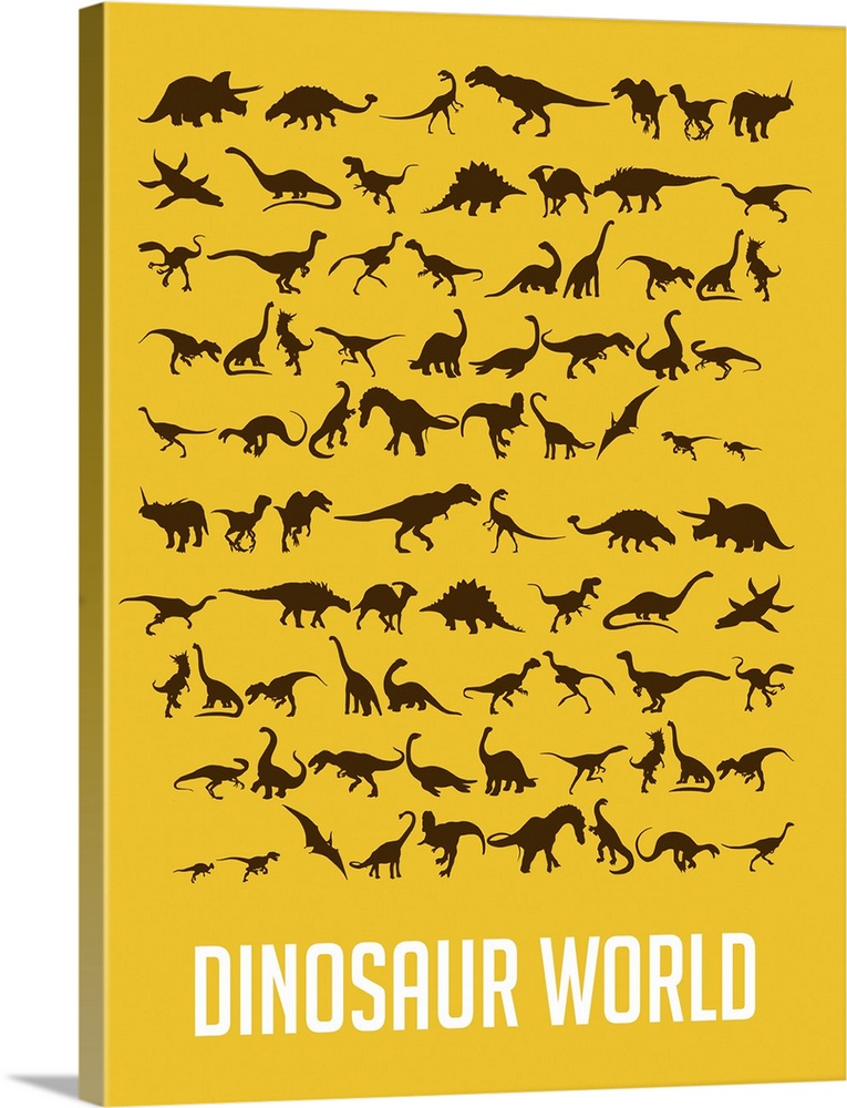 Minimalist Dinosaur World Poster - Yellow