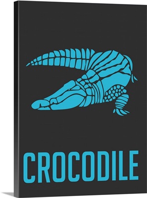 Minimalist Wildlife Poster - Crocodile - Blue