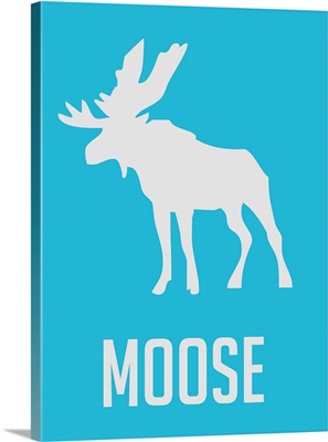 Minimalist Wildlife Poster - Moose - Blue