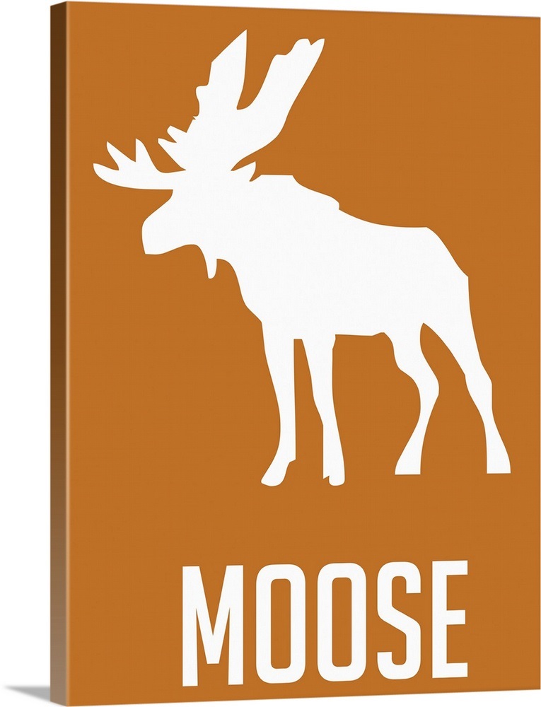 Minimalist Wildlife Poster - Moose - White Wall Art, Canvas Prints
