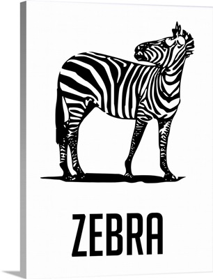 Minimalist Wildlife Poster - Zebra - Black