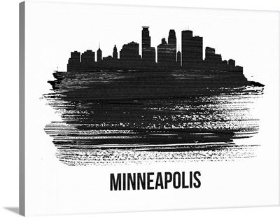 Minneapolis Skyline Brush Stroke Black II