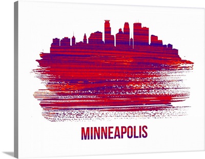 Minneapolis Skyline Brush Stroke Red