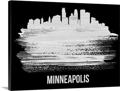 Minneapolis Skyline Brush Stroke White