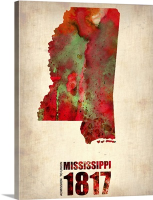 Mississippi Watercolor Map