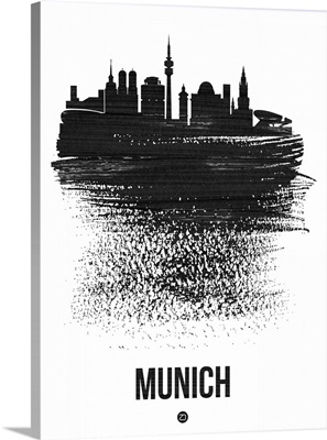 Munich Skyline Brush Stroke Black