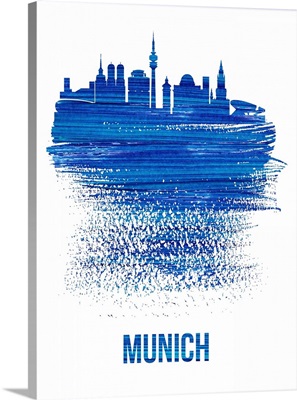 Munich Skyline Brush Stroke Blue