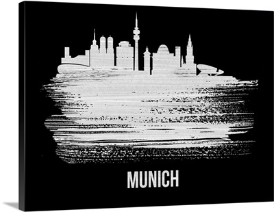 Munich Skyline Brush Stroke White