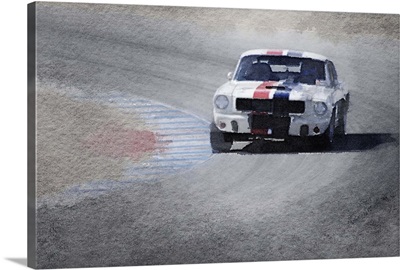 Mustang on Race Track Watercolor