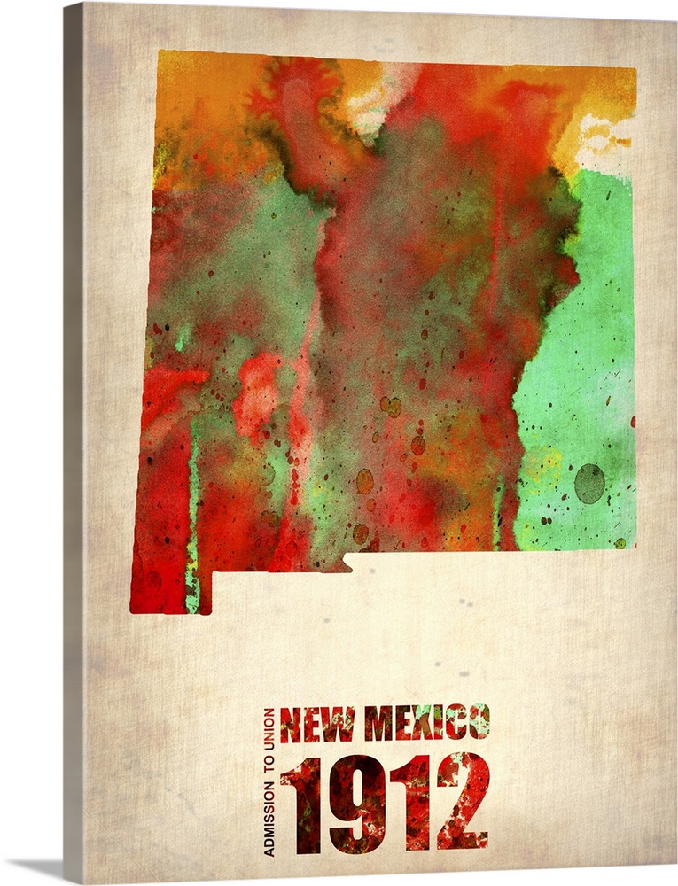 New Mexico Watercolor Map