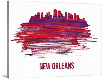 New Orleans Skyline Brush Stroke Red