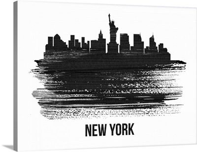 New York Skyline Brush Stroke Black II