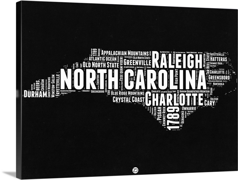 North Carolina Black And White Map Great Big Canvas