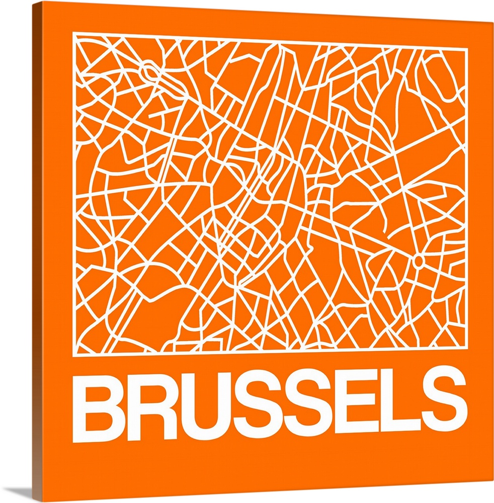 Contemporary minimalist art map of the city streets of Brussels.