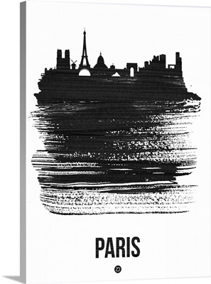 Paris Skyline Brush Stroke Black