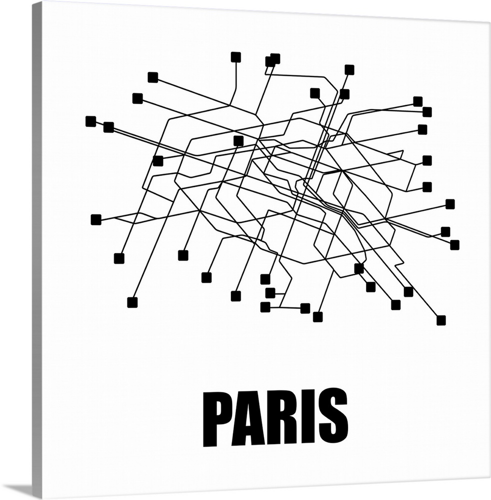 Paris White Subway Map