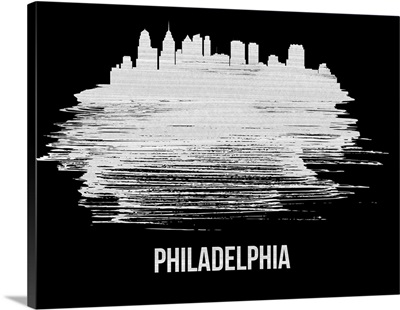 Philadelphia Skyline Brush Stroke White