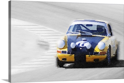 Porsche 911 on Race Track Watercolor