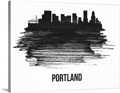 Portland Skyline Brush Stroke Black II