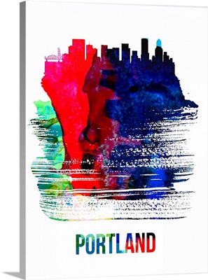 Portland Skyline Brush Stroke Watercolor