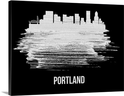 Portland Skyline Brush Stroke White