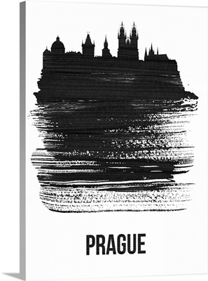 Prague Skyline Brush Stroke Black