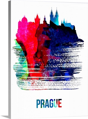 Prague Skyline Brush Stroke Watercolor