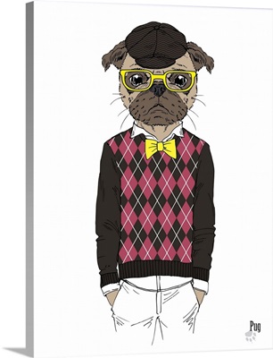 Pug In Hipster Style