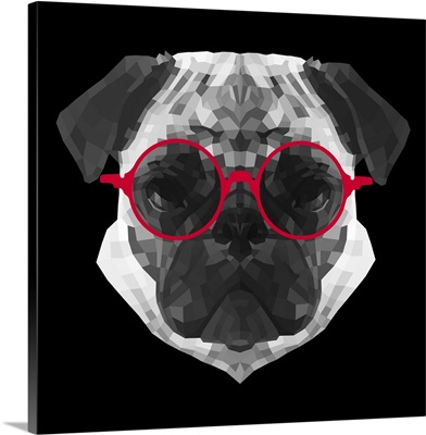 Pug in Red Glasses