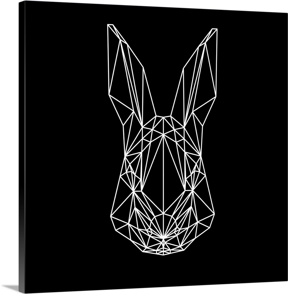 Rabbit head made up of a polygon mesh.