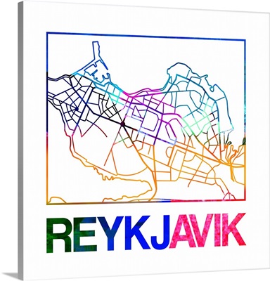 Reykjavik Watercolor Street Map