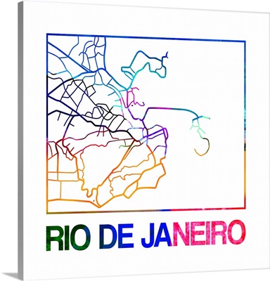 Rio De Janeiro Watercolor Street Map