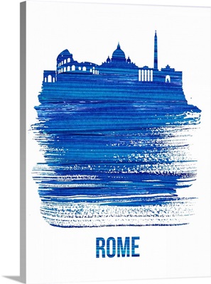 Rome Skyline Brush Stroke Blue