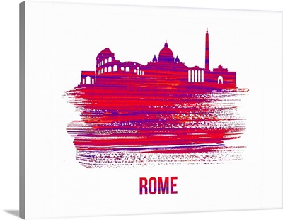 Rome Skyline Brush Stroke Red