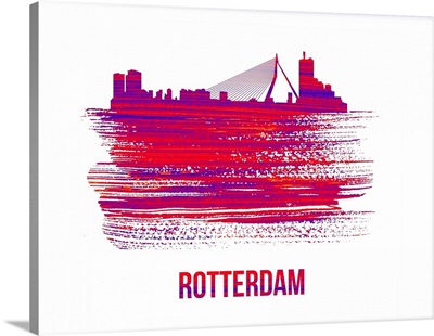 Rotterdam Skyline Brush Stroke Red