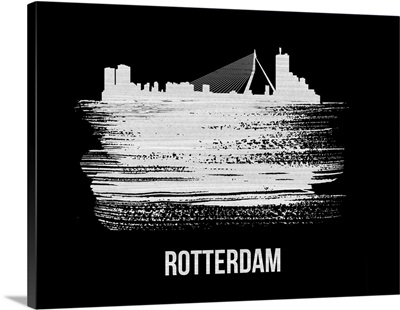 Rotterdam Skyline Brush Stroke White