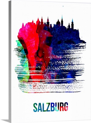 Salzburg Skyline Brush Stroke Watercolor