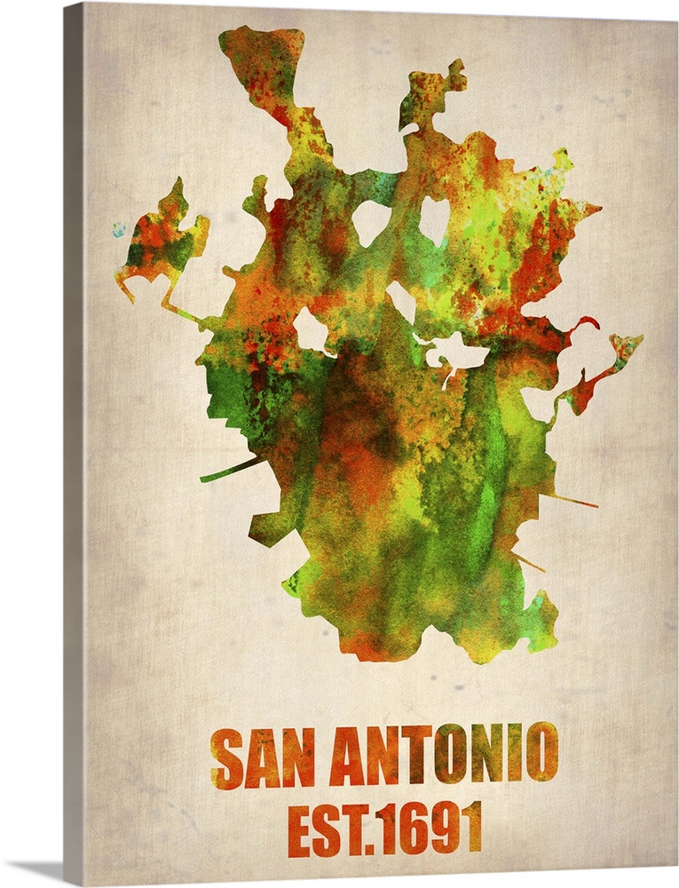 San Antonio Watercolor Map