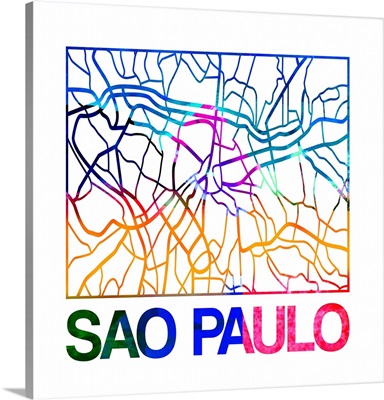 Sao Paulo Watercolor Street Map