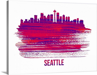 Seattle Skyline Brush Stroke Red