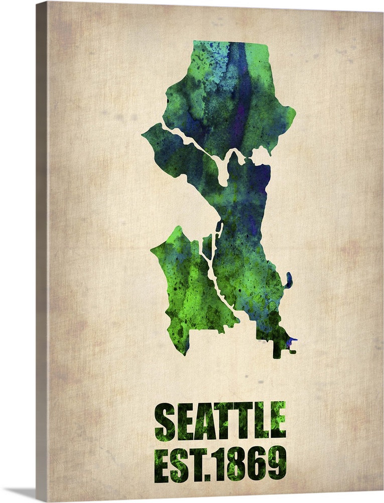 Seattle Watercolor Map