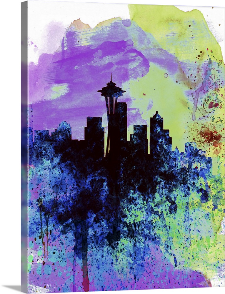 Seattle Watercolor Skyline I