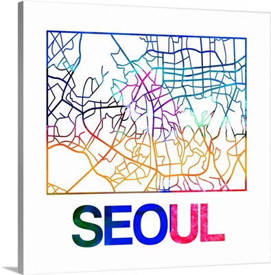 Seoul Watercolor Street Map